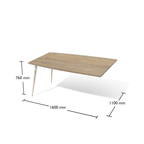 Stół konferencyjny modułowy na drewnianych nogach XAR-Kdo-c Antrax 1600 x 1100 mm – element C do zakończenia zestawu