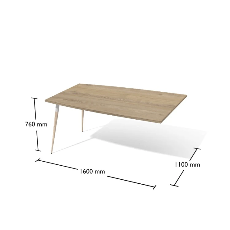 Stół konferencyjny modułowy na drewnianych nogach XAR-Kdo-c Antrax 1600 x 1100 mm – element C do zakończenia zestawu