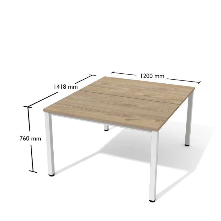 Biurko podwójne Btk10 Antrax 1200 x 1418 mm na kwadratowych nogach