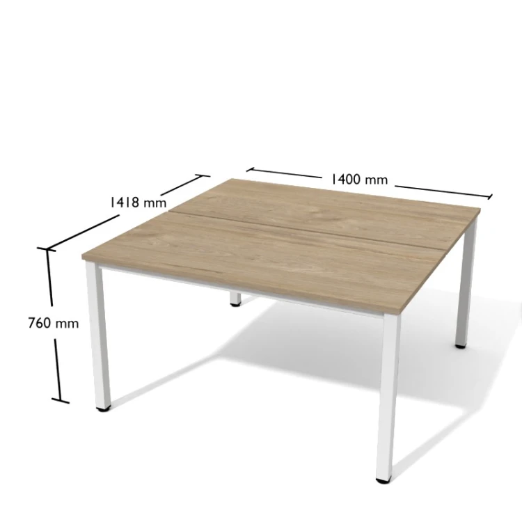 Biurko podwójne Btk11 Antrax 1400 x 1418 mm na kwadratowych nogach