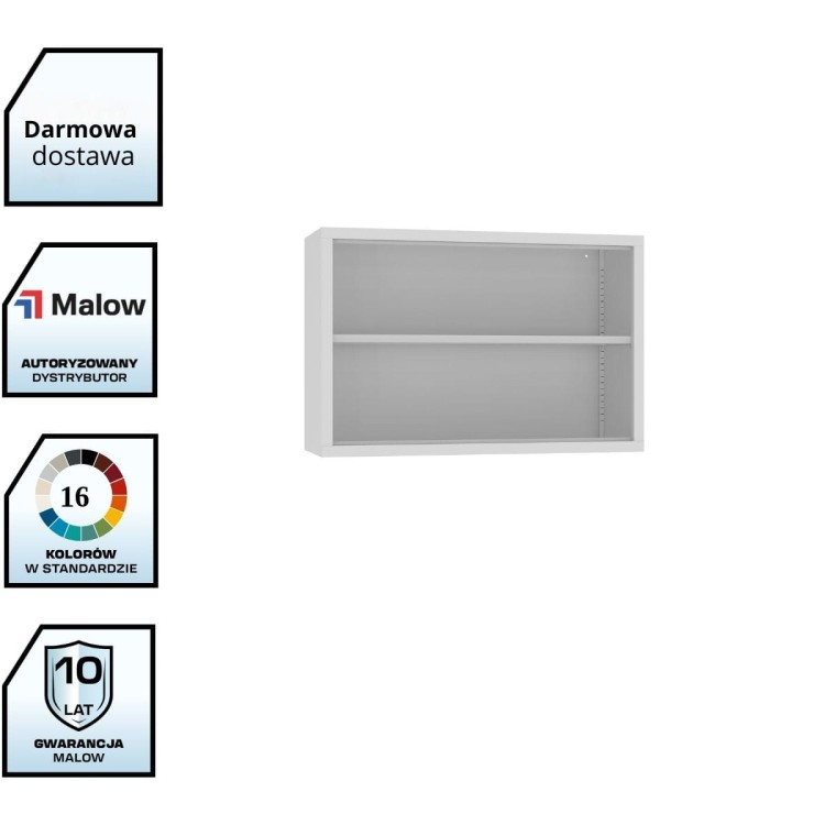 Metalowa nadstawka do regału zamkniętego RZ, umożliwiająca zwiększenie pojemności o dodatkowe rzędy segregatorów bez zajmowania dodatkowej przestrzeni w biurze.